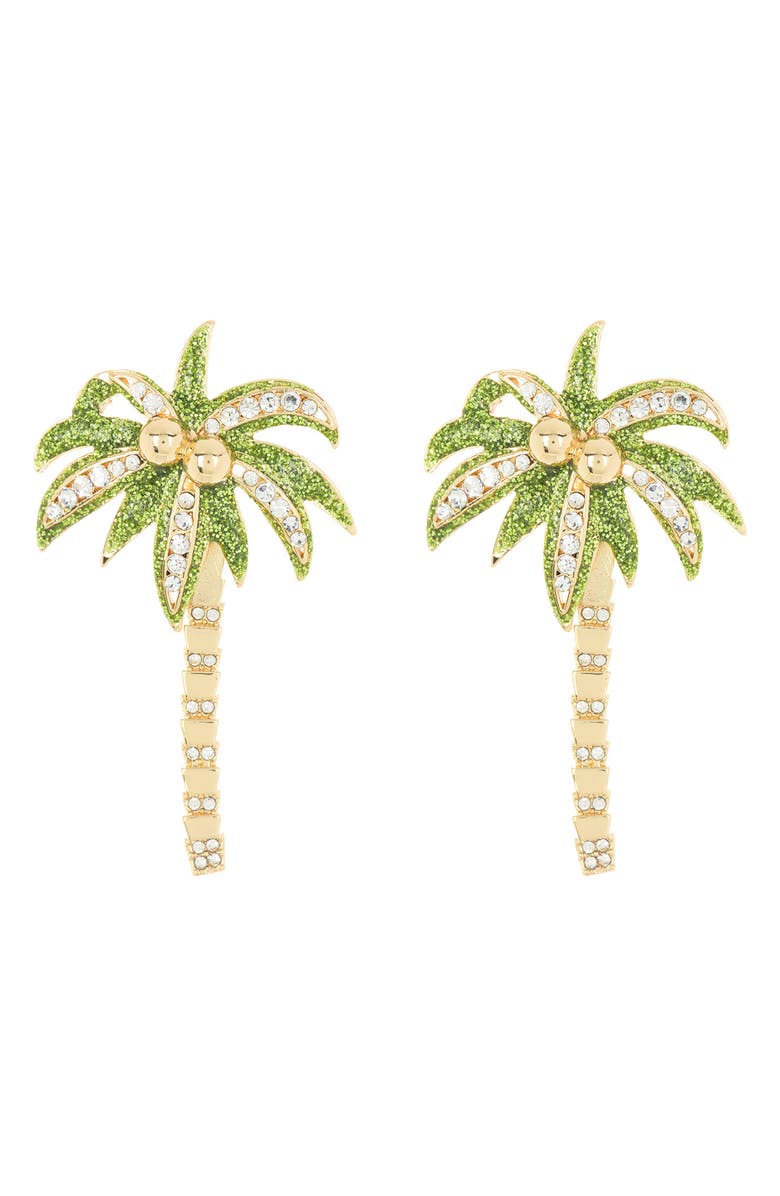 BaubleBar Crystal Palm Tree Dangle Earrings, Main, color,
