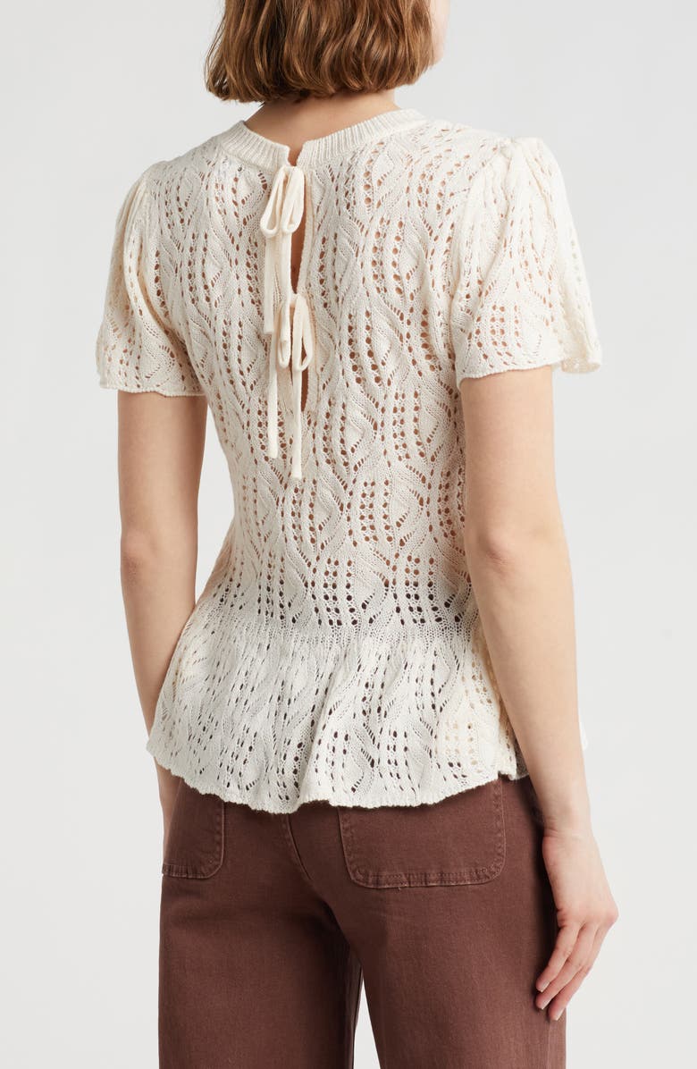 Daniel Rainn Openwork Peplum Top, Alternate, color, Q095 Ivory