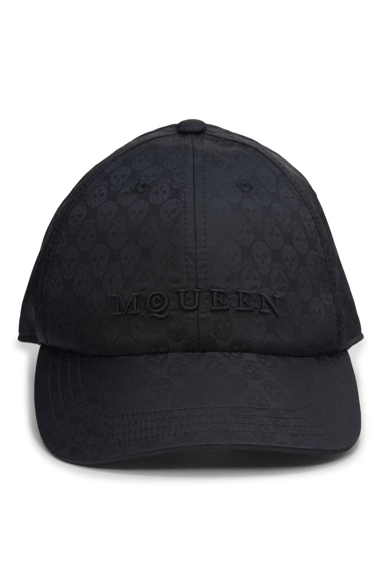 McQueen Skull Jacquard Adjustable Baseball Cap, Alternate, color, Black