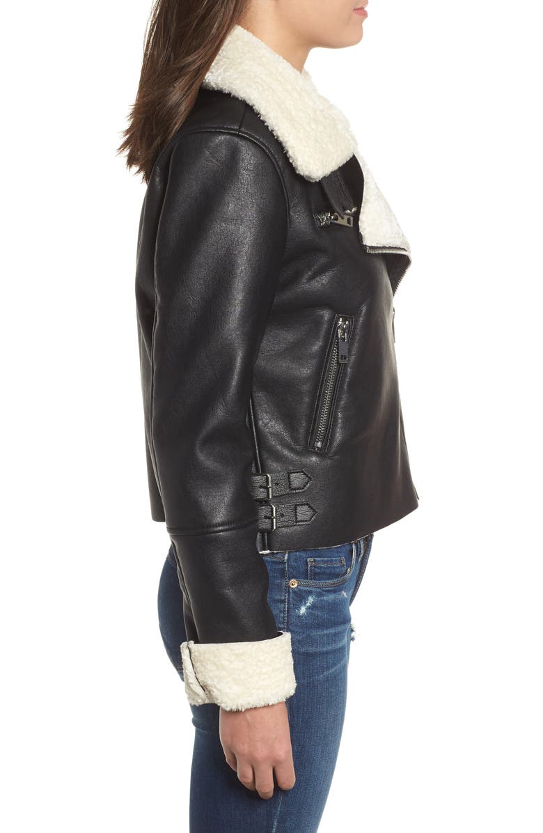 BLANKNYC Moto Jacket with Faux Shearling Lining, Alternate, color,