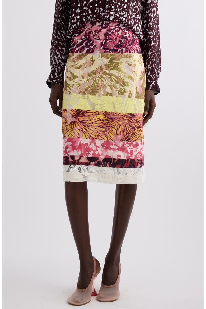 Stan Mixed Print Midi Skirt, Main, color, BURGUNDY