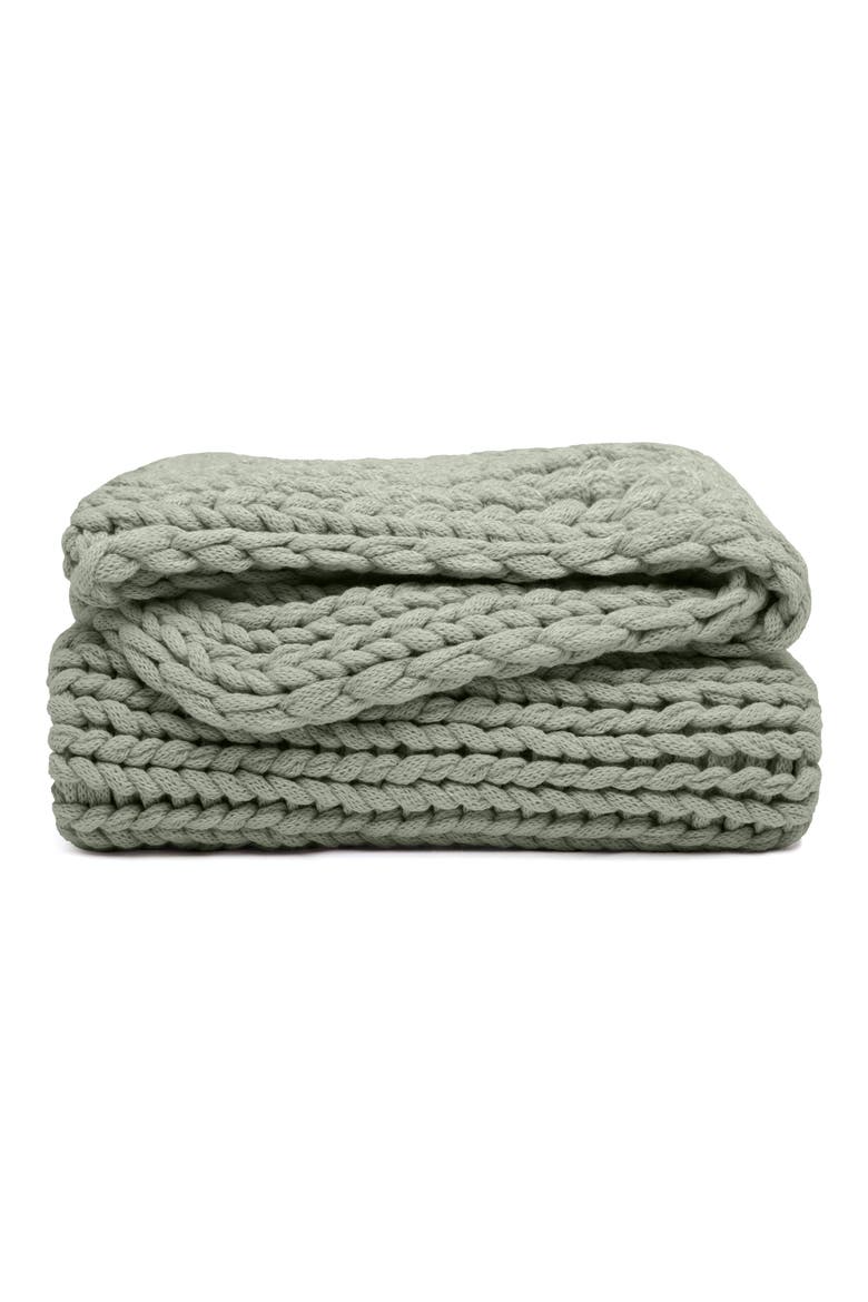 Chunky Knit Throw Blanket, Main, color, EUCALYPTUS