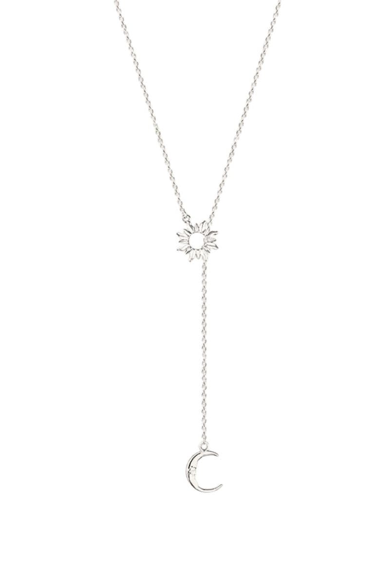 Sun and Moon Lariat Necklace, Main, color, Silver
