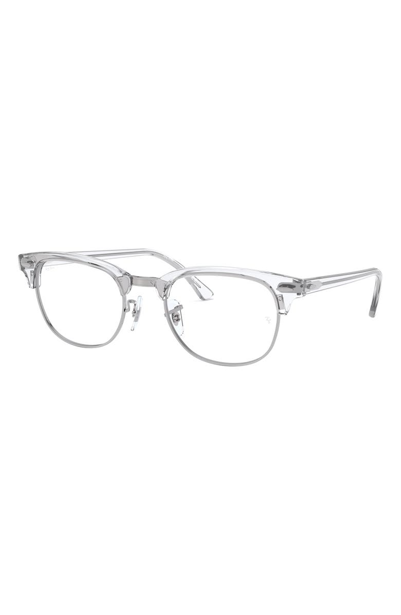 Ray-Ban 53mm Square Clubmaster Optical Glasses, Alternate, color, White
