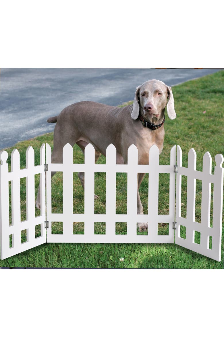 Wooden Pet Gate White Picket Fence, Alternate, color, Multicolored
