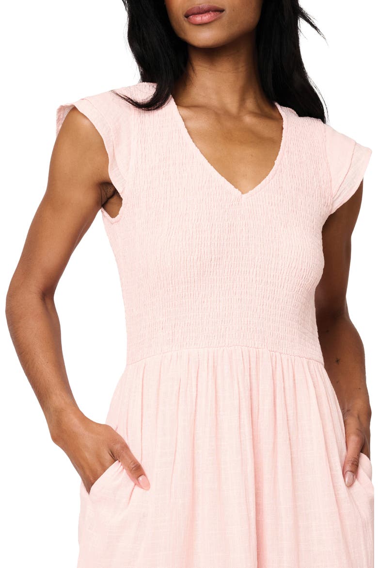 Flutter Sleeve Cotton Gauze Maxi Dress, Alternate, color, PALE BLUSH