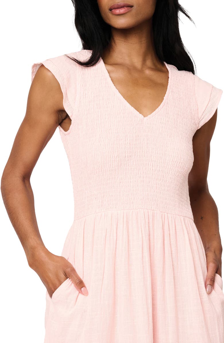 GIBSONLOOK Flutter Sleeve Cotton Gauze Maxi Dress, Alternate, color, Pearl Blush