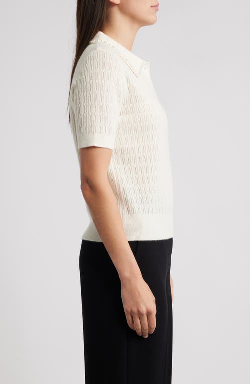 Elie Tahari The Stevie Cashmere Polo Sweater In White