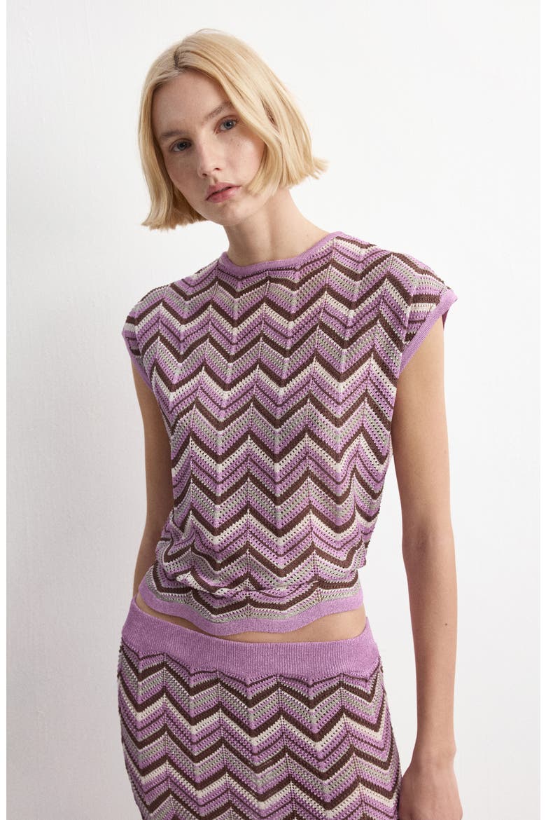 Flare Open Stitch Midi Skirt, Alternate, color, PURPLE