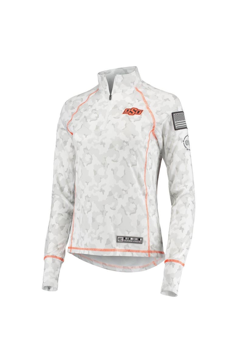 COLOSSEUM Women's Colosseum White Oklahoma State Cowboys OHT Military Appreciation Officer Arctic Camo 1/4-Zip Jacket, Alternate, color, 