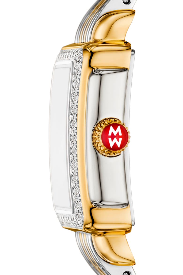 Mini Deco Madison Two-Tone 18K Gold Plate Diamond Bracelet Watch, 23mm x 24mm, Alternate, color, TWO TONE