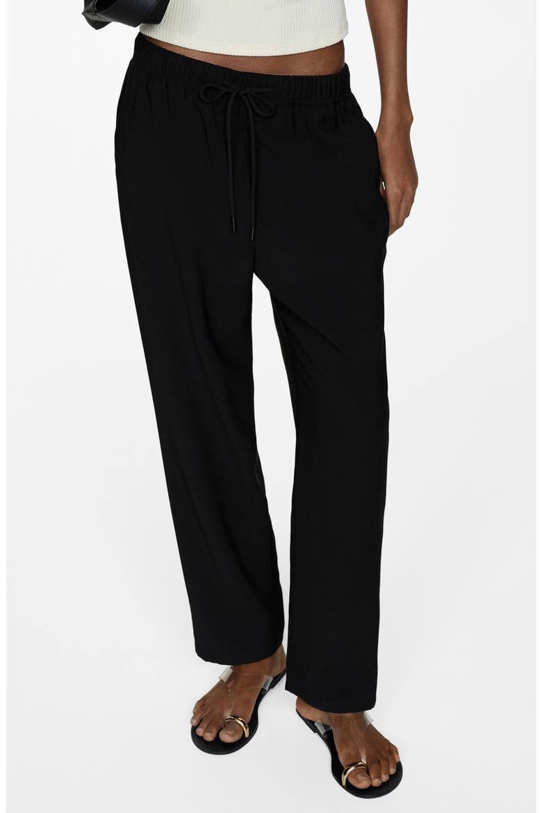 Elastic Waist Jogger Trousers, Main, color, BLACK