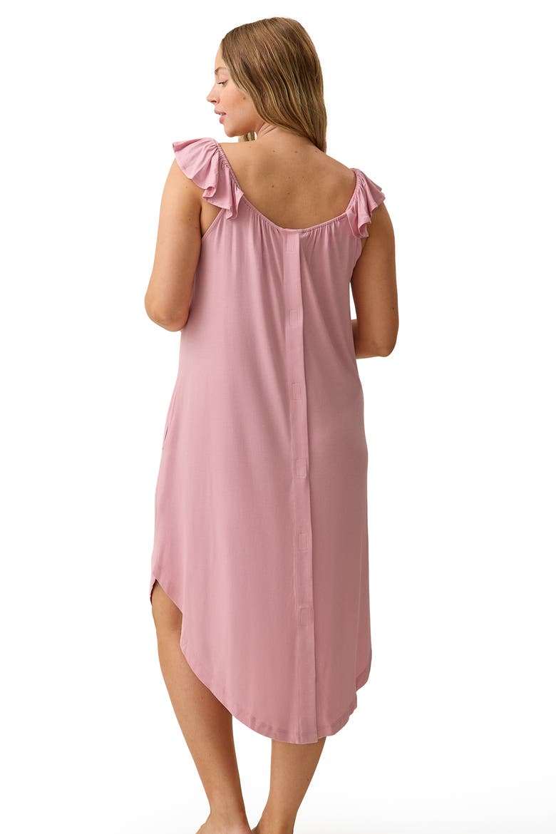 Ruffle Strap Labor & Delivery Gown, Alternate, color, Light Mauve