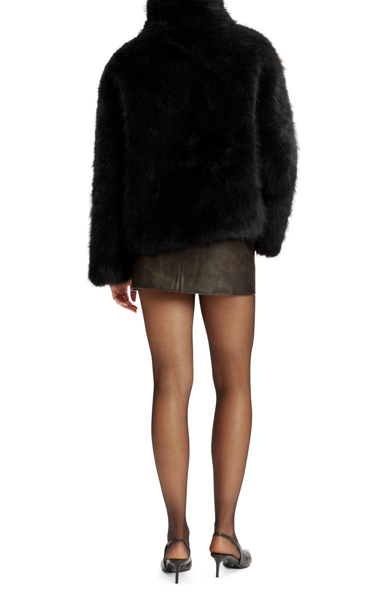 Bardot Renata Faux Fur Turtleneck, Alternate, color, Black