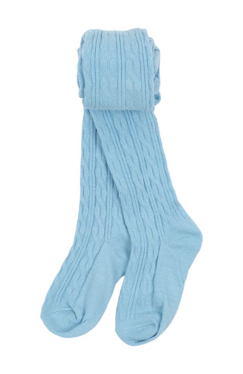 Girls Cable Knit Tights, Cotton Blend
