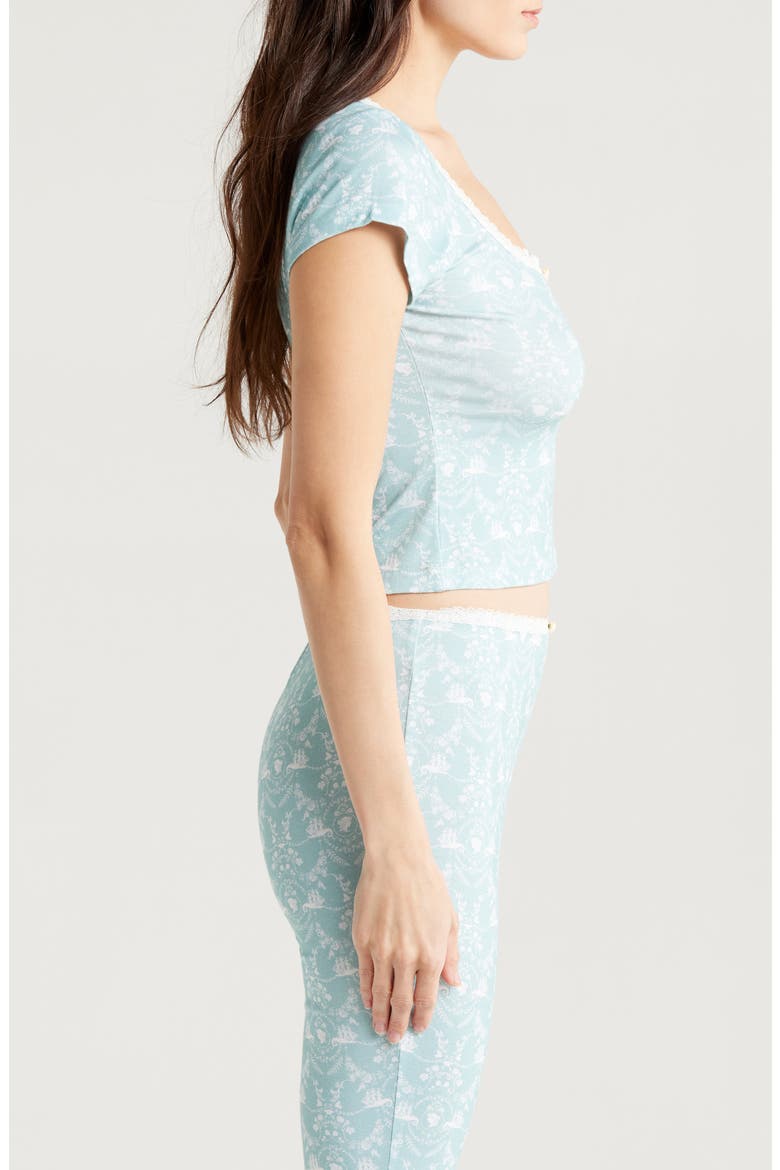 Lace Trim Stretch Modal Crop Top, Alternate, color, LADY OF THE SEA