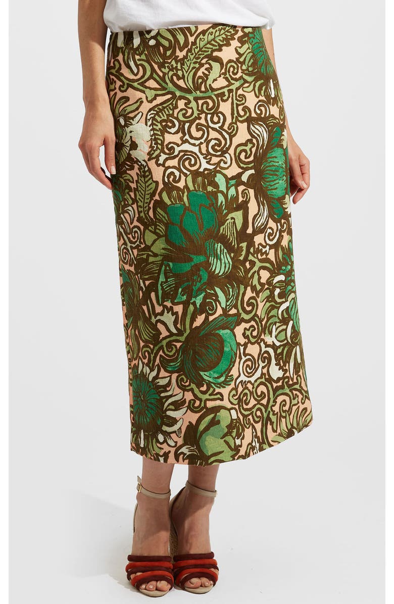 La DoubleJ Pencil Skirt Anemone Pink Olive, Main, color, Anemone Pink Olive