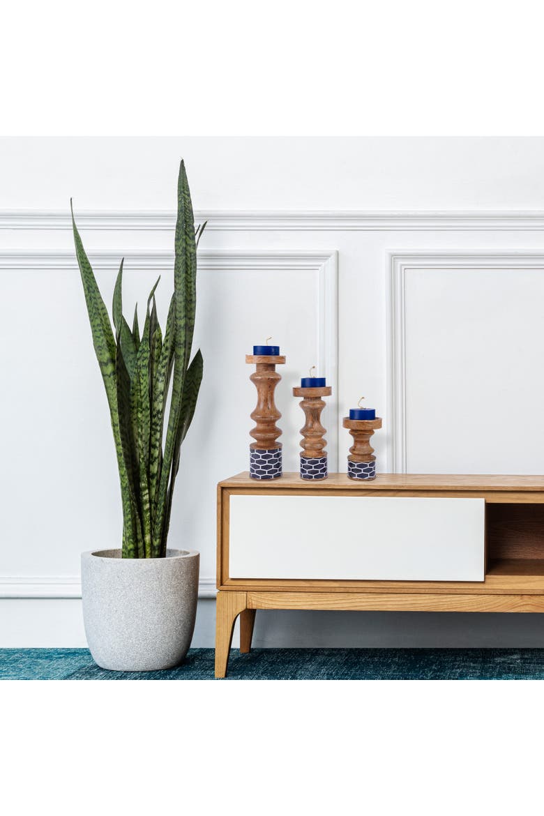 Gramercy Blue Pillar Candleholder Set, Alternate, color, Blue