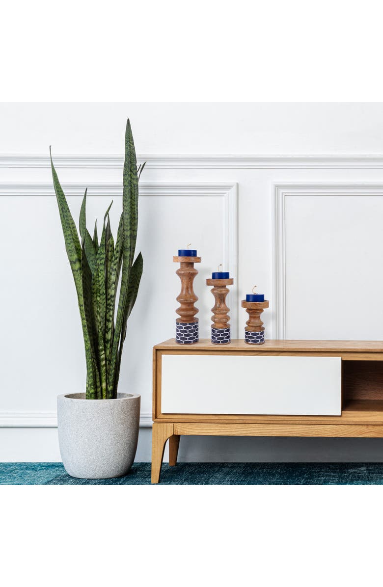 Mela Artisans Gramercy Blue Pillar Candleholder Set, Alternate, color, Blue