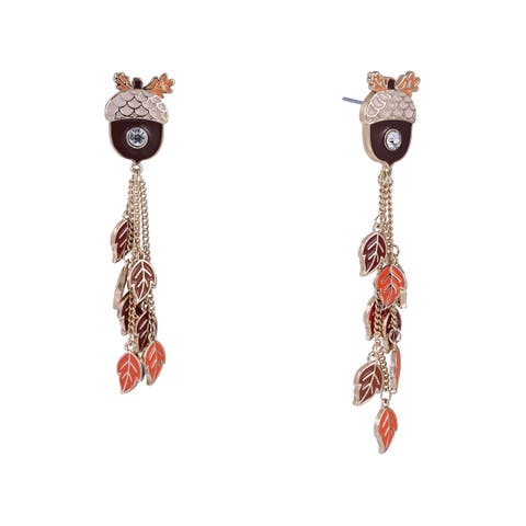 Acorn & Leaf Linear Earrings