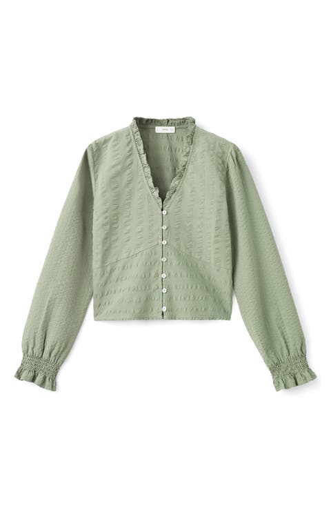 Textured Cotton Button-Up Shirt