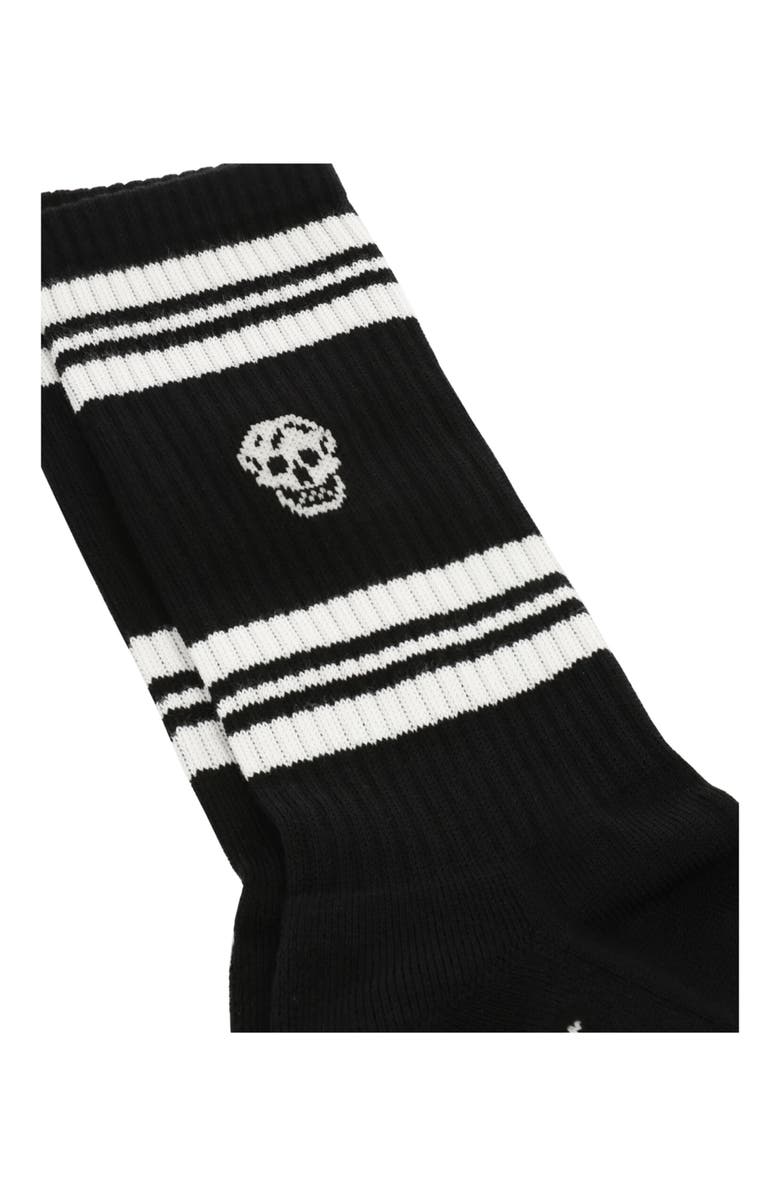 Alexander McQueen Puma Stripe Skull Logo Crew Socks, Alternate, color, Black Ivory