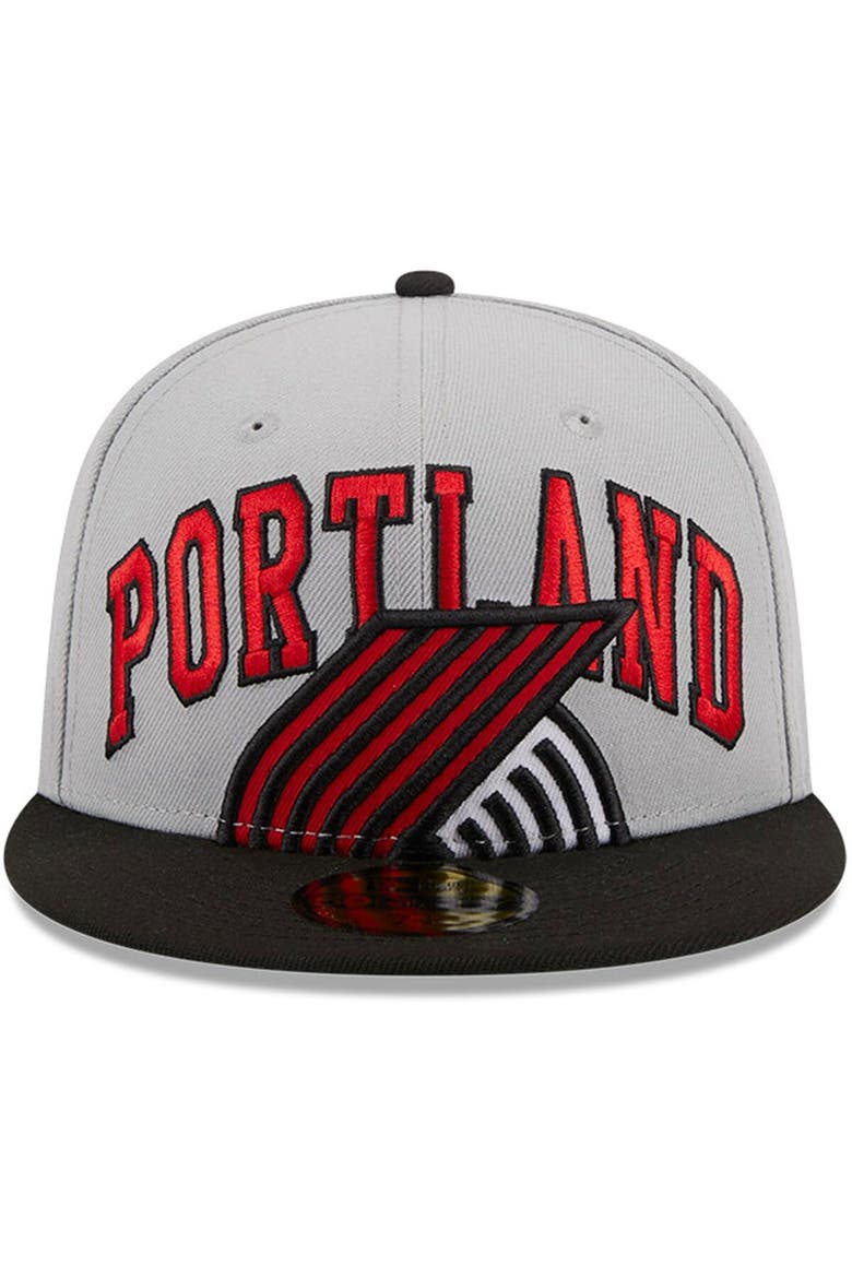 Men's New Era Gray/Black Portland Trail Blazers Tip-Off Two-Tone 59FIFTY Fitted Hat, Alternate, color, Gray