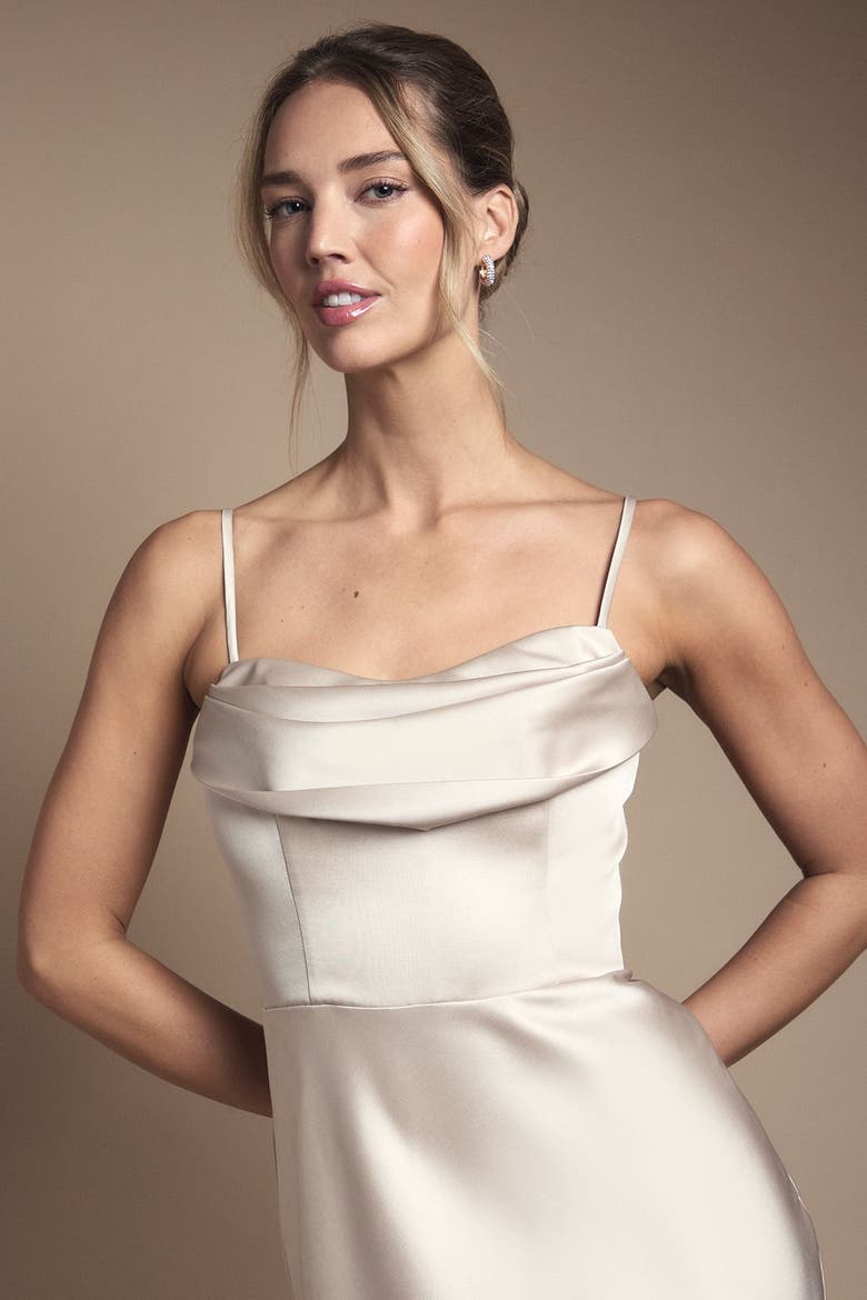 Strappy Maxi Bridesmaid Dress, Alternate, color, Champagne
