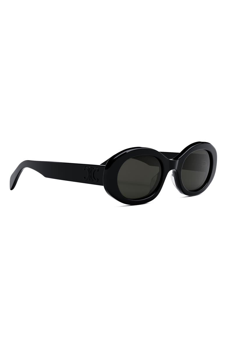 CELINE Triomphe 52mm Oval Sunglasses, Alternate, color, Black/ Smoke