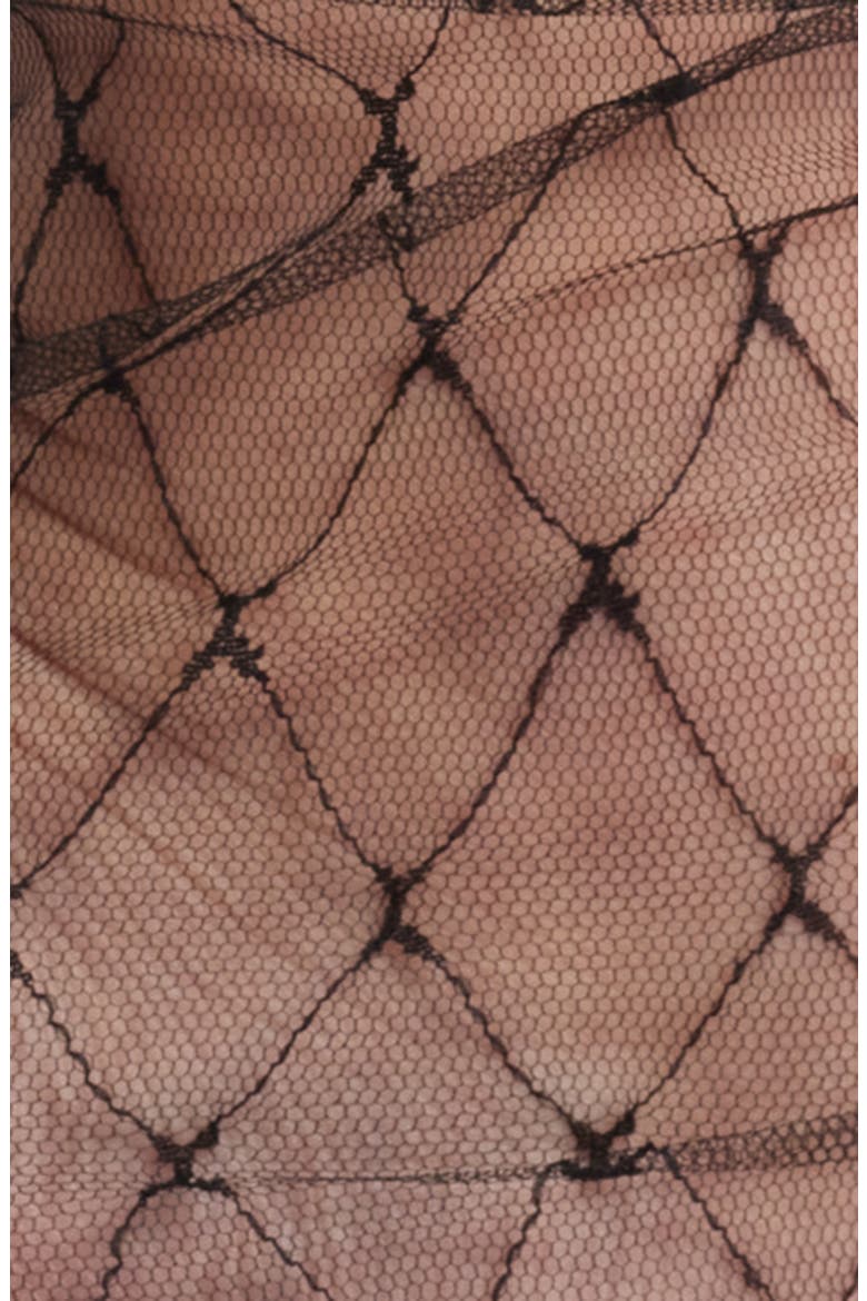 Crystal Sheer Tulle Crew Socks, Alternate, color, BLACK