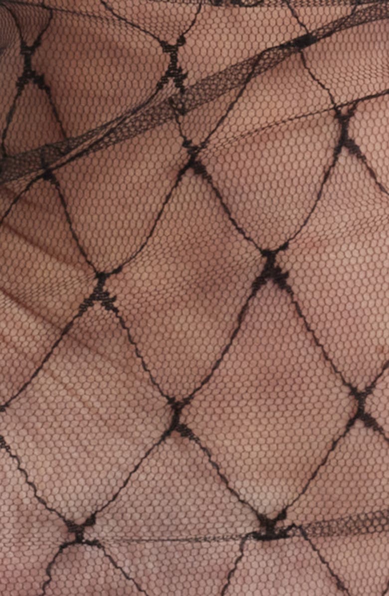 HIGH HEEL JUNGLE Crystal Sheer Tulle Crew Socks, Alternate, color, Black