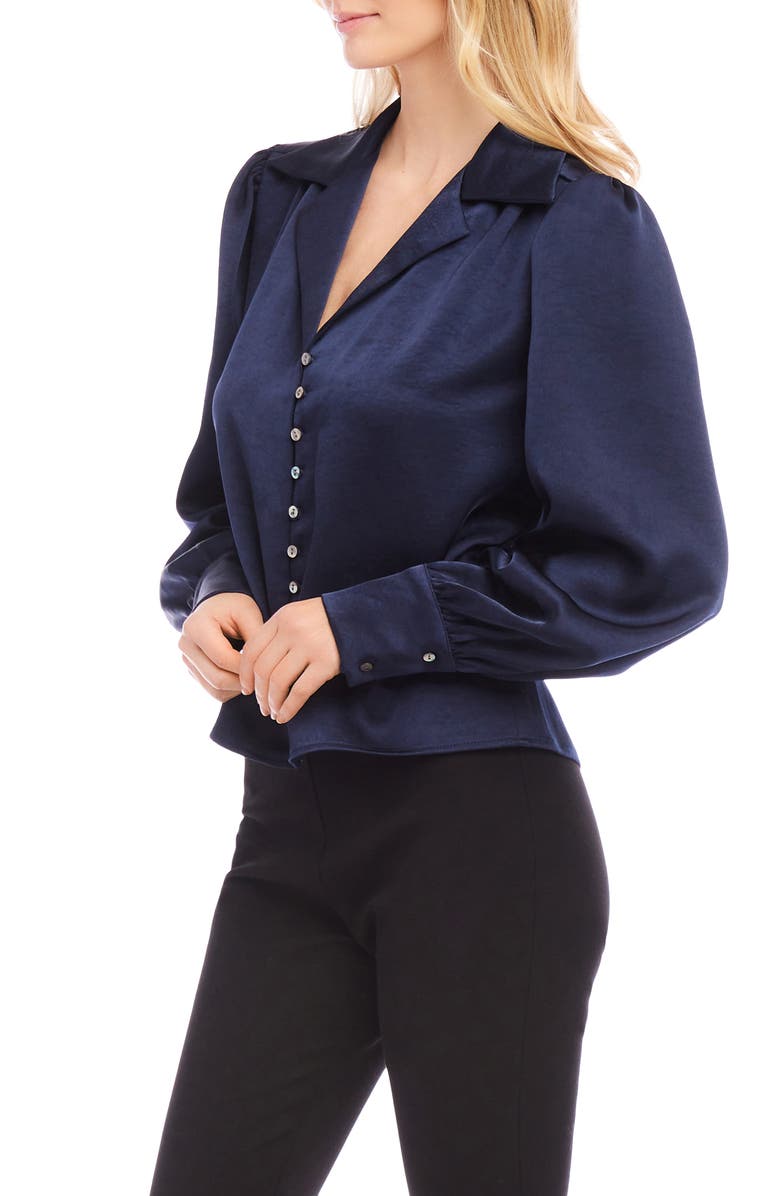 Karen Kane Satin Button-Up Shirt, Alternate, color, 