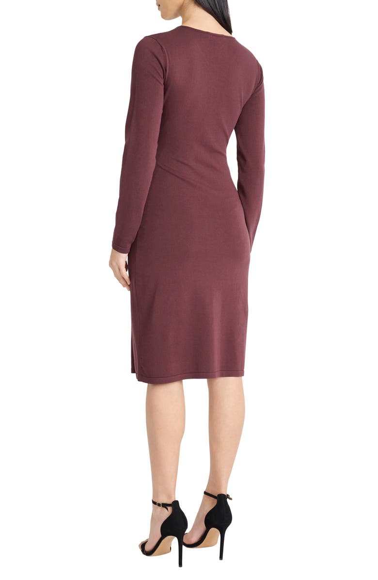 Maggy London Long Sleeve Midi Sweater Dress, Alternate, color, Puce
