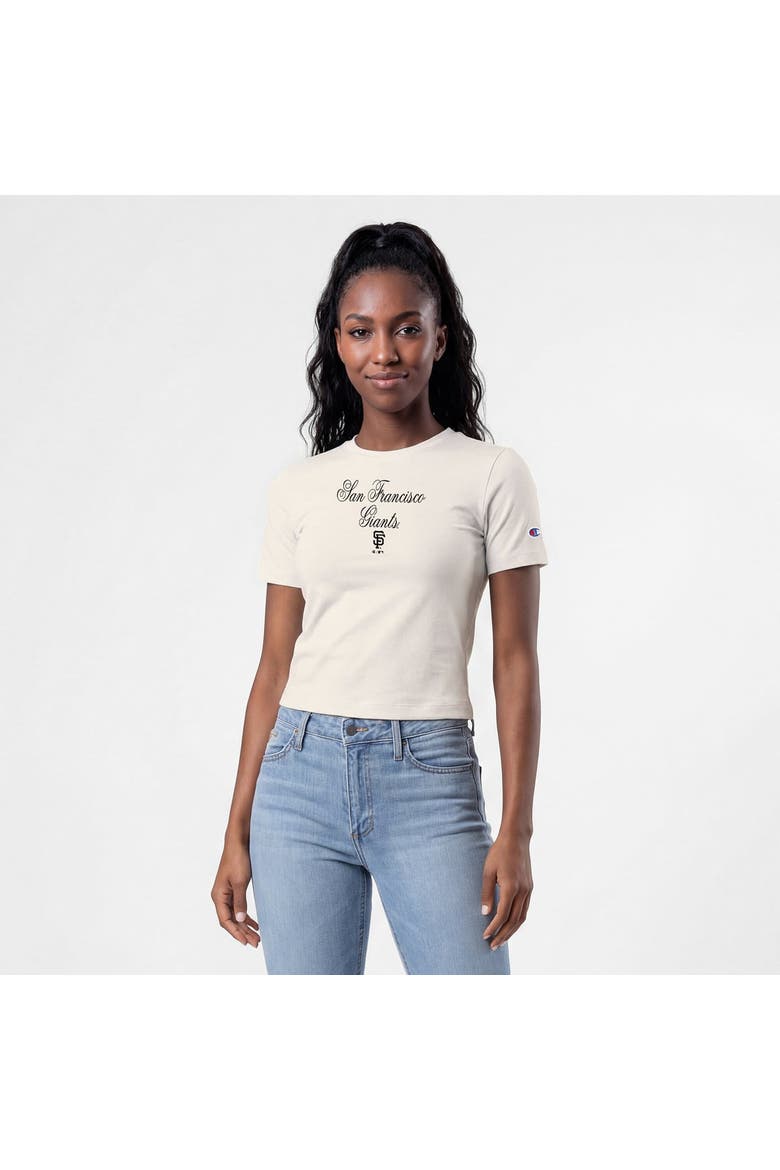Women's Champion Cream San Francisco Giants Soft-Touch Fitted Cropped T-Shirt, Main, color, Cream