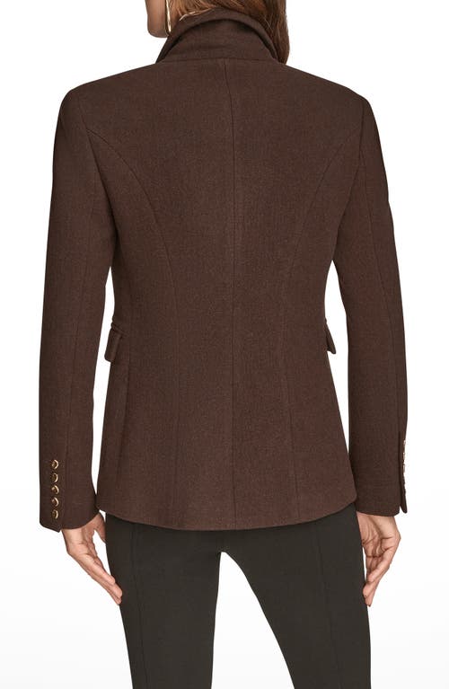 Donna Karan New York Double Breasted Wool Blend Blazer In Brown