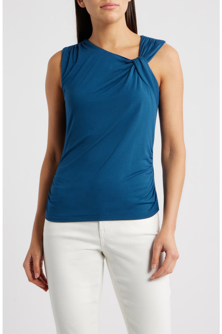 Asymmetric Neck Sleeveless Top, Main, color, BLUE OPAL