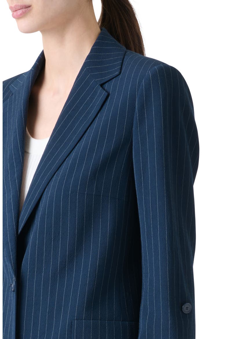 Pinstripe Cool Wool Blend Crepe Blazer, Alternate, color, NAVY