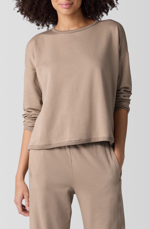 Eileen Fisher Crewneck Long Sleeve Crop Top In Biscuit