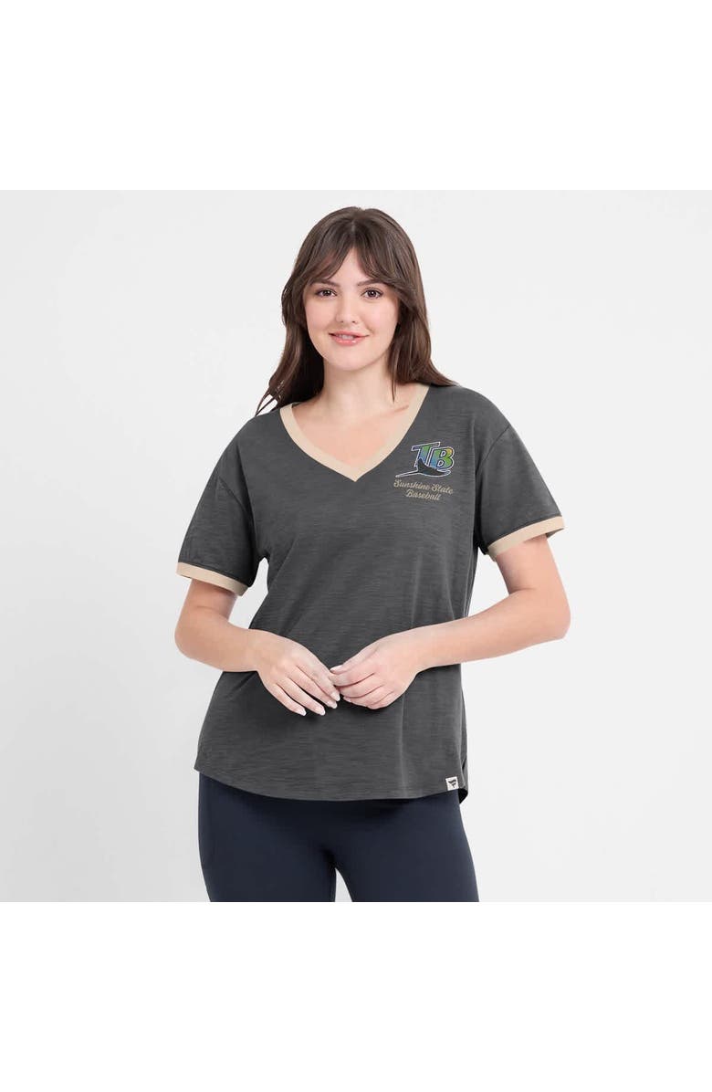 FANATICS Women's Fanatics Black Tampa Bay Rays Binge Worthy Stadium Slub V-Neck T-Shirt, Alternate, color, Black