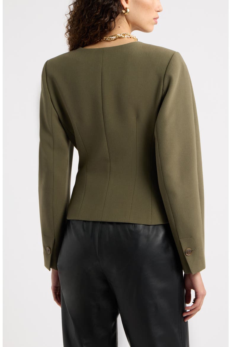Curved Hem Collarless Jacket, Alternate, color, OLIVE SARMA