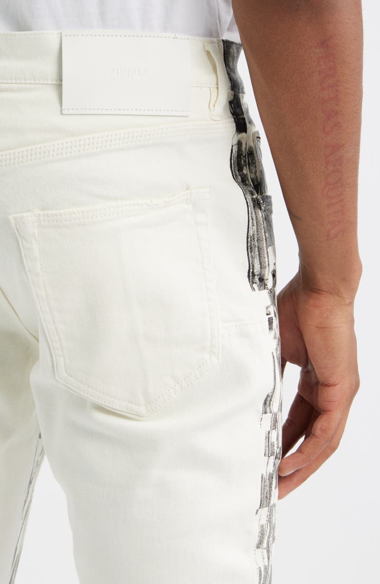 PURPLE BRAND Reverse Black Foil Skinny Jeans, Alternate, color, Off White