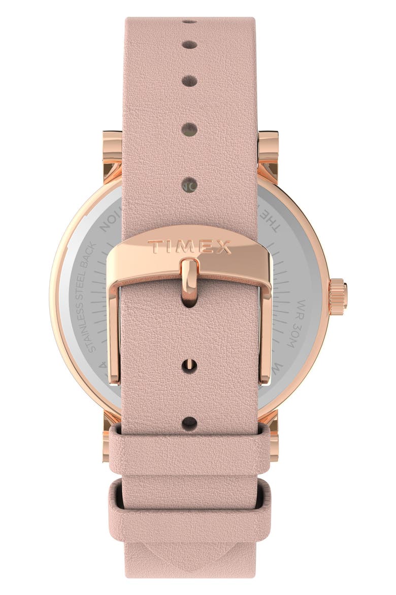 Full Bloom Leather Strap Watch, 38mm, Alternate, color, PINK/ BLUSH FLORAL/ ROSE GOLD