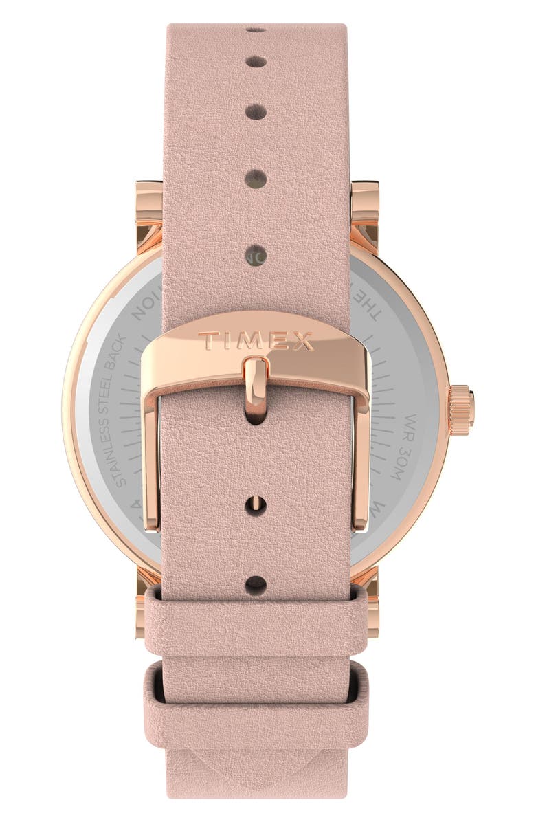 Timex<sup>®</sup> Full Bloom Leather Strap Watch, 38mm, Alternate, color, 