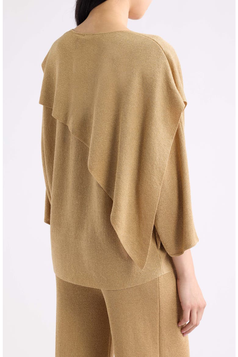 Asymmetrical Metallic Cape Sweater, Alternate, color, LIGHT GOLD