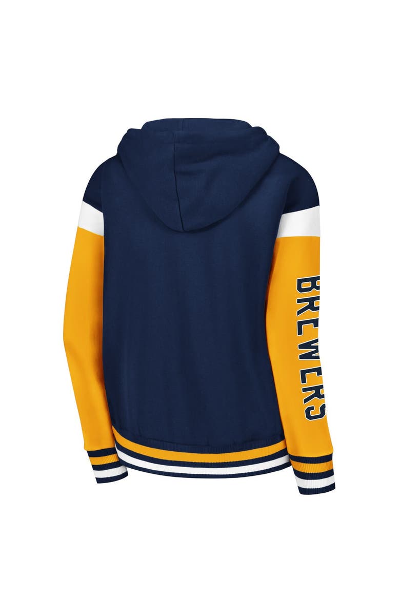 STARTER Women's Starter Navy Milwaukee Brewers Homestretch Full-Zip Hoodie, Alternate, color, Navy
