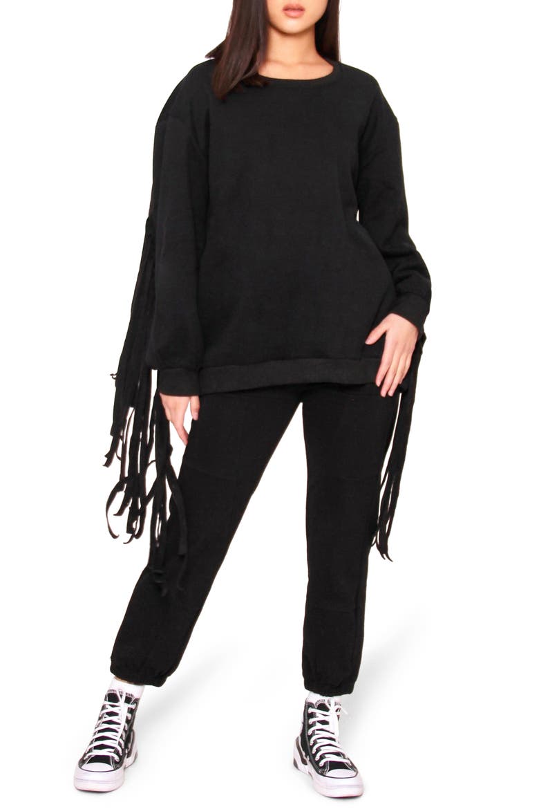 Joe Fringe Sweatshirt, Main, color, BLACK