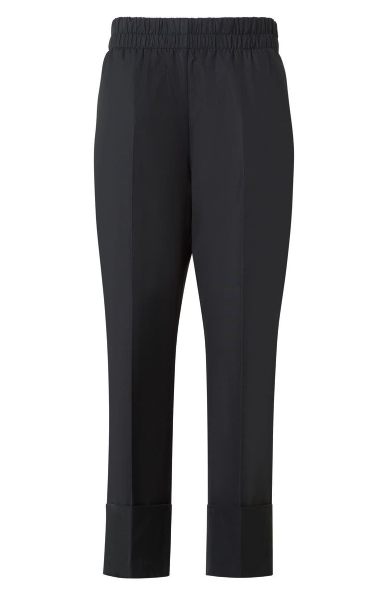 Akris punto Farell Cuffed Cotton Poplin Crop Pants, Alternate, color, Black