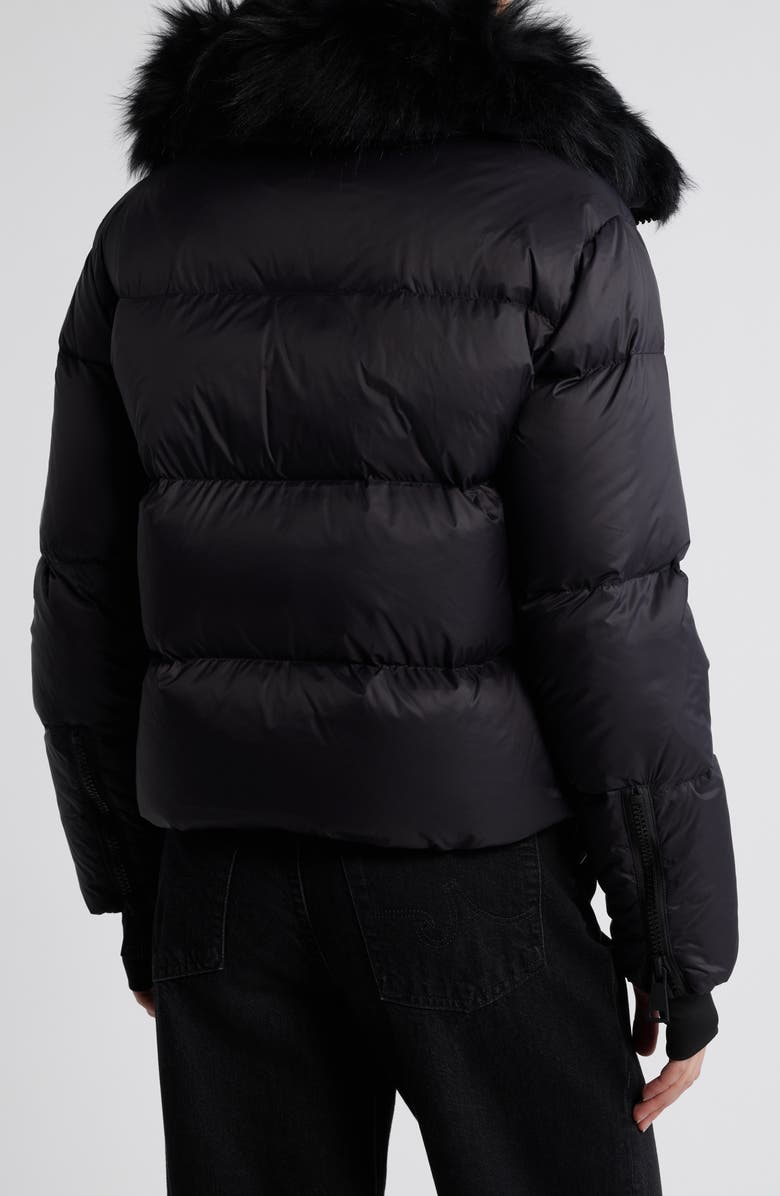 SAM. Kaia Water Resistant Down Puffer Jacket with Removable Genuine Shearling Trim, Alternate, color, Black
