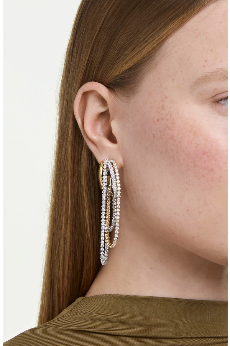 Hyperbola Mixed Metal Crystal Drop Earrings, Alternate, color, WHITE MIX