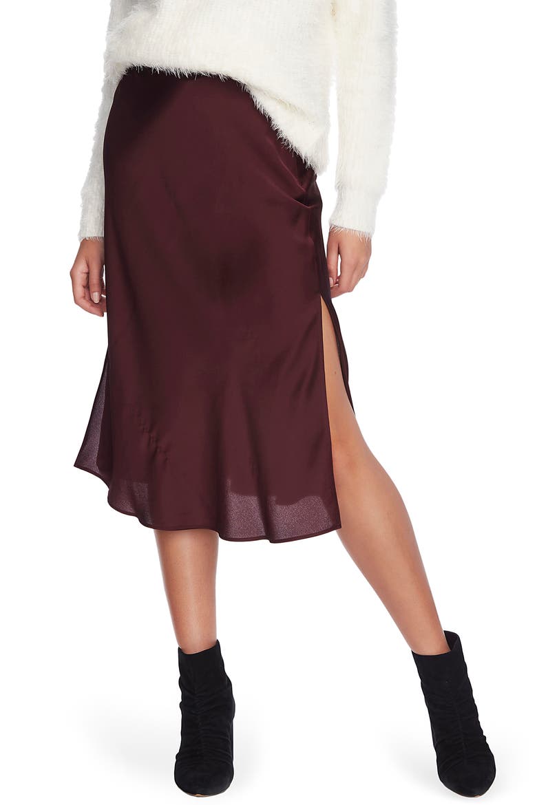 Midi Slip Skirt, Main, color, MAHOGANY